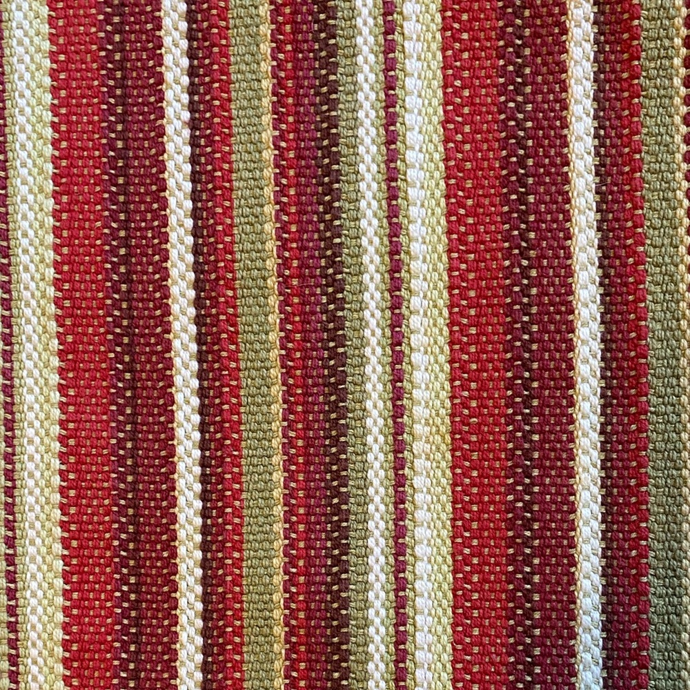 Crate & Barrel Holiday Green Red White Stripe Navidad Stripe Table Runner 14x108 - Picture 2 of 3